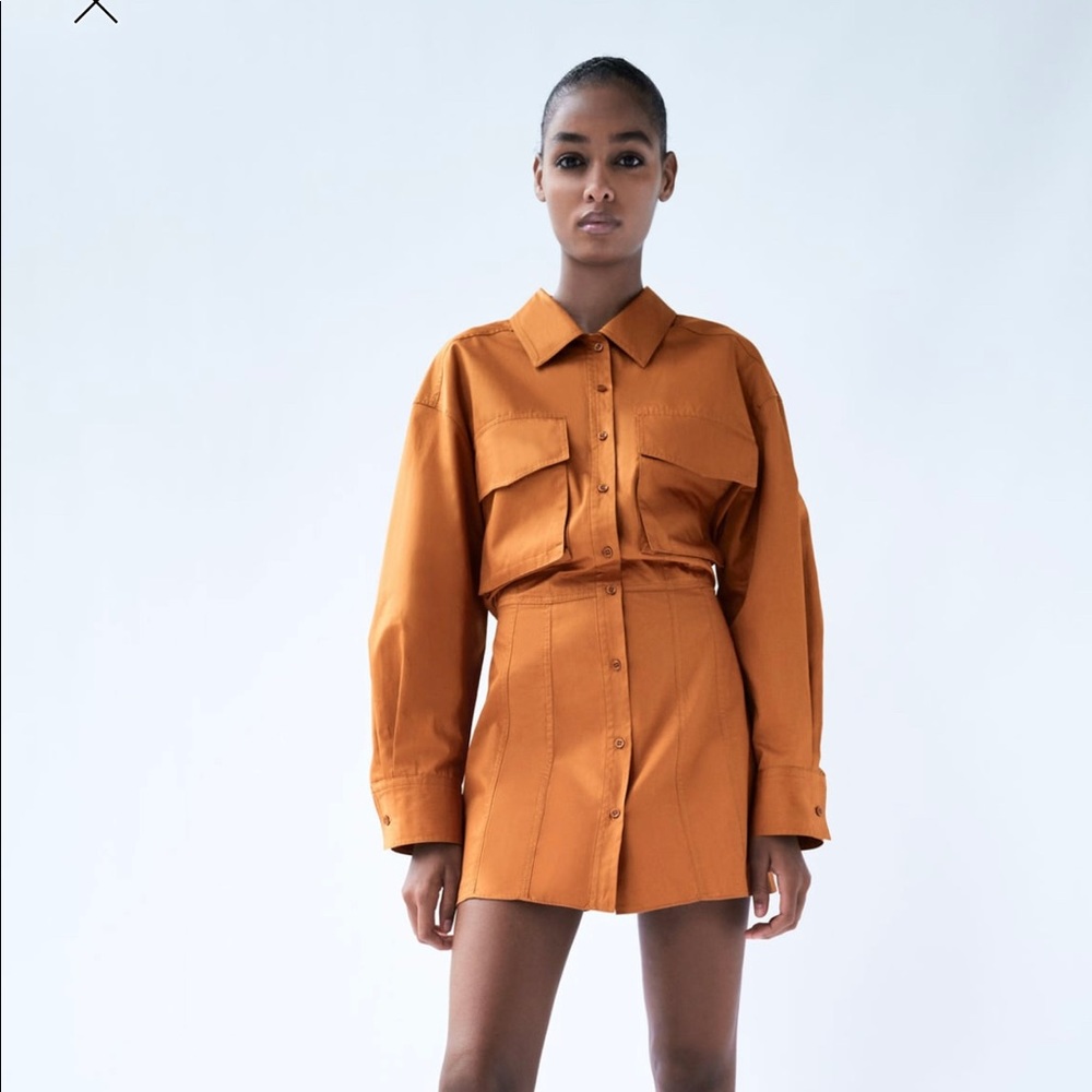 Zara poplin shirt with pockets